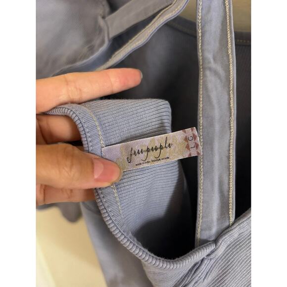 Free People Top Women's Large Blue Star Cross Tee Round Neck 3/4 Sleeves - Picture 6 of 7